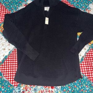 Aerie Women's black Ribbed Half-Zip Hoodie